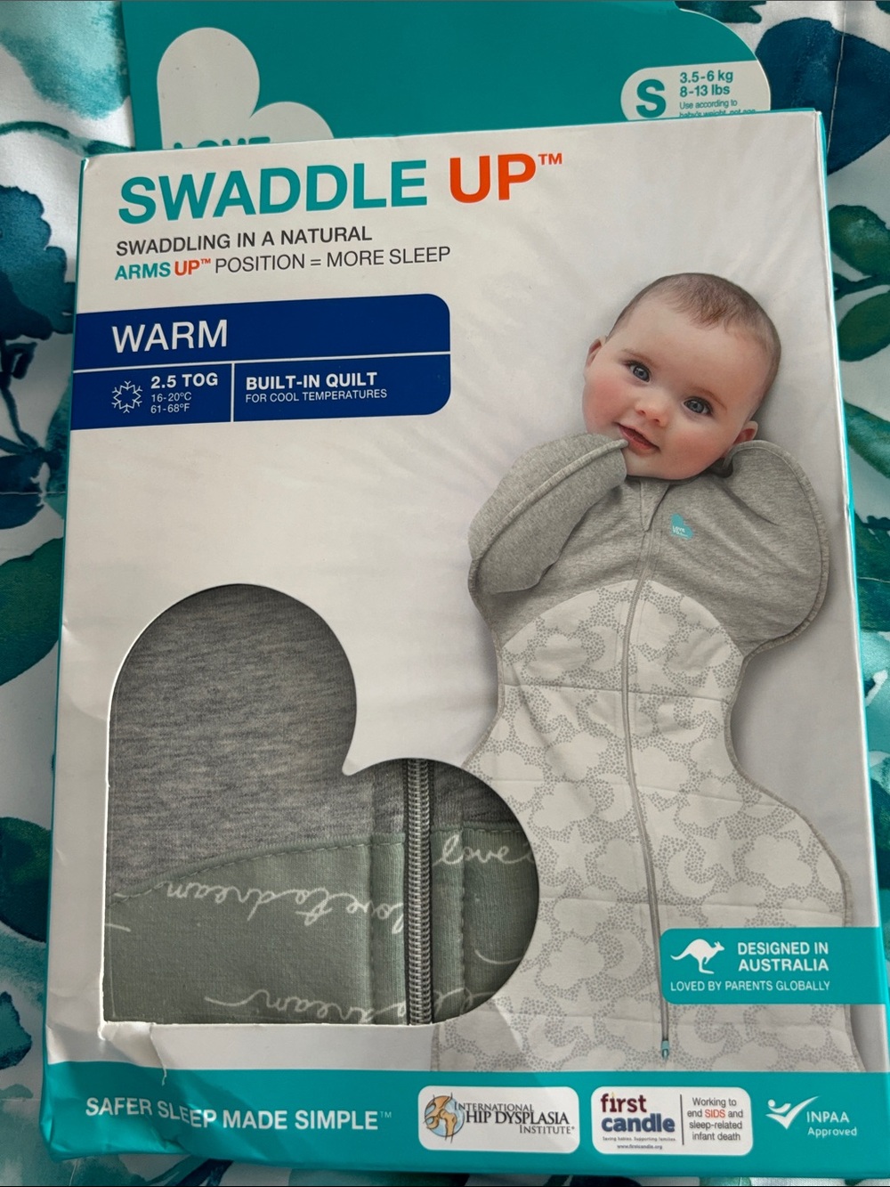 Love to Dream Warm TOG 2.5 Grey & Light Grey Sage Swaddle Up Baby Sleep Sack